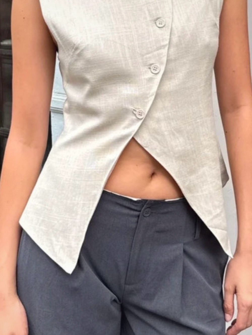Ariana Asym Vest in Taupe